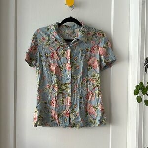 Vintage Floral Buttondown, Size 10 (Small)